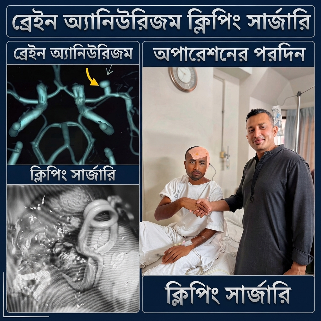 মস্তিষ্কে রক্তক্ষরণজনিত স্ট্রোকের আধুনিক চিকিৎসা: ব্রেইন অ্যানিউরিজম ক্লিপিং